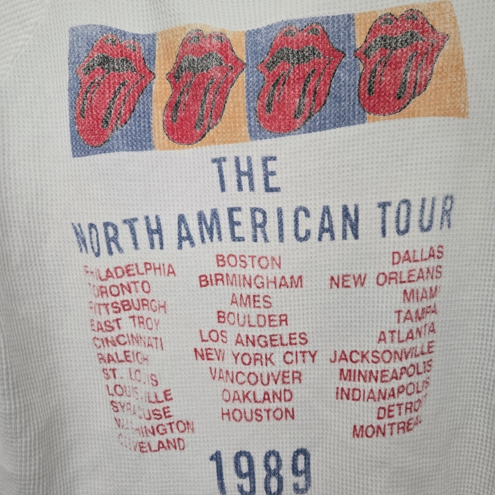 NWOT!!Daydreamer For Free People White Rolling Stones Concert Waffle Top. Size S - Picture 6 of 6